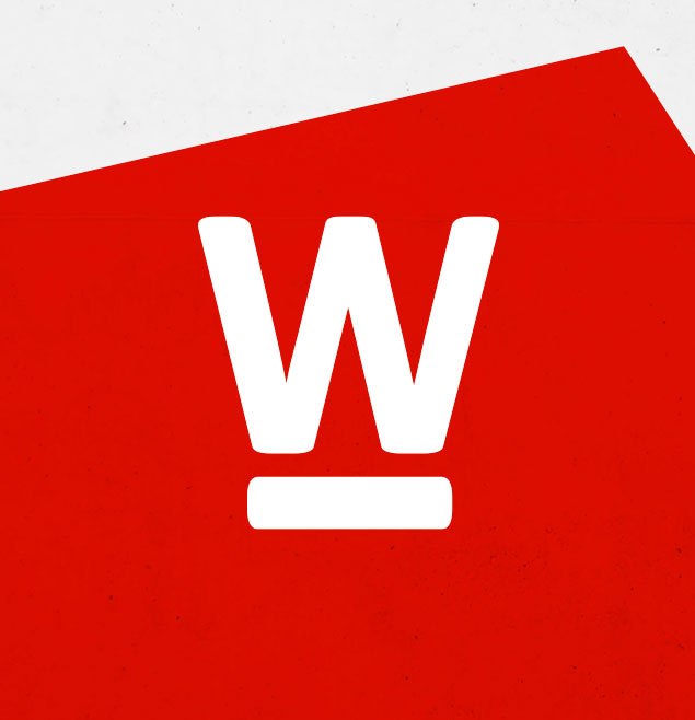 Dieses Bild zeigt ein weißes W auf rotem Grund als markantes Logo für ein mittelständisches Unternehmen und ist Beispiel für das Logodesign der Agentur Schweiger Design.
