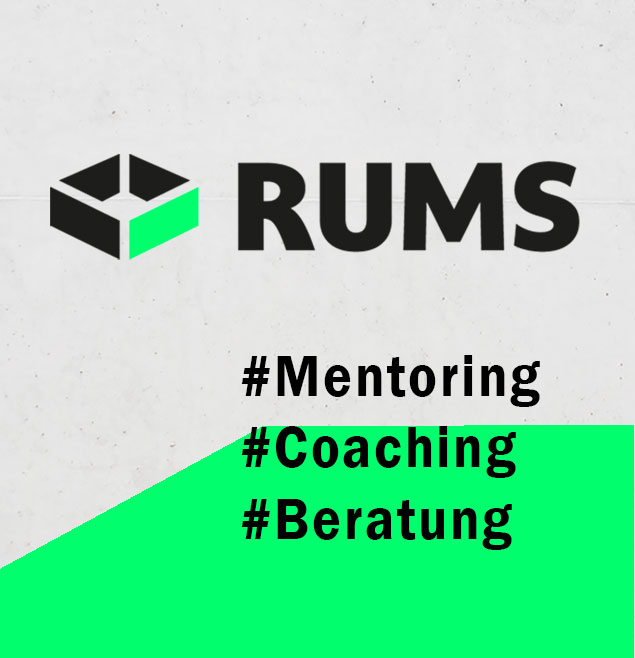 Das Vorschaubild zeigt das Logo und die Branche für 'RUMS Mentoring und Beratung für Führungskräfte' von Coach Uwe Seidel und Coach Rainer Münster welche die Marketingagentur sowie Designagentur Schweiger Design aus Potsdam erstellt und programmiert hat.